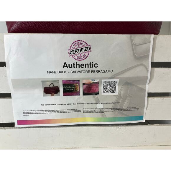 SALVATORE FERRAGAMO LARGE WINE PEBBLED LEATHER HANDBAG ASIS - Picture 2 of 16